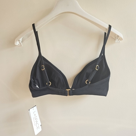 New L*Space Ribbed Helena Black Swim Bikini Top NWT Small - Picture 7 of 9